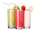 Healthy glass of smoothies collection flavor on white Royalty Free Stock Photo