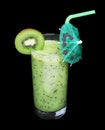 Healthy glass of smoothies kiwi flavor on black Royalty Free Stock Photo