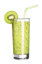 Healthy glass of smoothies kiwi flavor on white Royalty Free Stock Photo