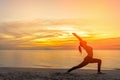 Healthy Good. Meditation yoga lifestyle woman silhouette on the Sea sunset Royalty Free Stock Photo