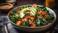 Healthy gourmet salad with avocado and quinoa generated by AI