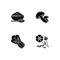 Healthy grains black glyph icons set on white space