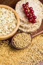 Healthy grains, cereals and whole wheat bread Royalty Free Stock Photo