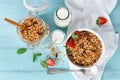 Healthy granola breakfast with fruits Royalty Free Stock Photo