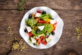 Healthy greek salad with fresh vegetables, cheese and olives Royalty Free Stock Photo