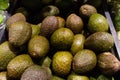 Green avocados sold at the supermarket Royalty Free Stock Photo