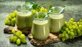 Healthy green grapes fruit smoothies. Generated AI