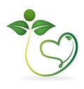 Healthy green nature with love heart logo