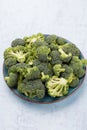 Healthy Green Organic Raw Broccoli Florets Ready for Cooking Royalty Free Stock Photo