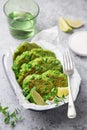 Healthy green peas fritters, vegetarian meal