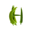 Healthy green pepper letter H, vegetables alphabet, paprika font, isolated on white Royalty Free Stock Photo