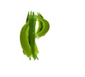 Healthy green pepper letter P, vegetables alphabet, paprika font, isolated on white Royalty Free Stock Photo