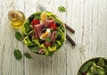 Green Salad with prosciutto and egg