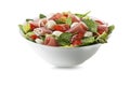 Salad bowl with lettuce and prosciutto