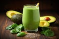 Healthy green smoothie with avocado, spinach and chia seeds, Healthy green smoothie with chia seeds, spinach and apple on a light Royalty Free Stock Photo