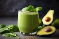 Healthy green smoothie with avocado, spinach and chia seeds, A healthy green smoothie with chia seeds, spinach, and apple is Royalty Free Stock Photo