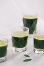 Healthy green smoothie. Natural, organic healthy juice in bottle