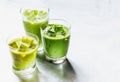 Healthy Green Smoothie Shakes in Drinking Glasses Royalty Free Stock Photo