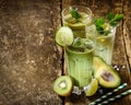 Healthy Green Smoothie Shakes with Raw Ingredients