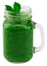 Healthy green smoothie with spinach in a jar mug isolated on whi Royalty Free Stock Photo