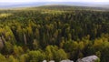 Healthy green trees in forest of old firs and pines. Footage. Concept of ecosystems and healthy environment. Top view of Royalty Free Stock Photo