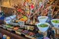 Healthy greens desk with vegetables in the buffet