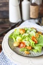 Healthy Grilled Chicken Caesar Salad with Cheese and Croutons Royalty Free Stock Photo