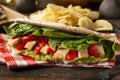 Healthy Grilled Chicken Pesto Flatbread Royalty Free Stock Photo