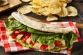 Healthy Grilled Chicken Pesto Flatbread Royalty Free Stock Photo