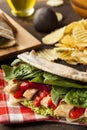 Healthy Grilled Chicken Pesto Flatbread Royalty Free Stock Photo