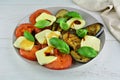 Grilled Eggplant Salad with Sliced Tomatoes and Mozzarella Royalty Free Stock Photo