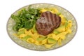 Healthy Grilled Fillet Steak with Pasta and Green Salad Meal Royalty Free Stock Photo