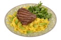 Healthy Grilled Fillet Steak with Pasta and Green Salad Meal