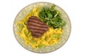 Healthy Grilled Fillet Steak with Pasta and Green Salad Meal Royalty Free Stock Photo