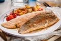 Healthy grilled or oven-baked fresh salmon fillets