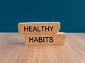 Healthy habits symbol. Concept word Healthy habits on brick blocks. Royalty Free Stock Photo