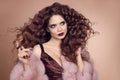 Healthy hair. Glamour portrait of beautiful brunette woman model Royalty Free Stock Photo