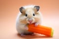 Healthy hamster delight: munching on fresh carrot Royalty Free Stock Photo