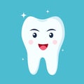 Healthy happy tooth character smiling. Vector illustration in flat style Royalty Free Stock Photo