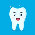 Healthy happy tooth character smiling. Vector illustration in flat style Royalty Free Stock Photo