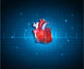 Healthy heart on a blue technology background Royalty Free Stock Photo