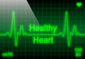 Healthy heart on green heart rate monitor