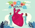 Healthy heart landing page website illustration vector flat design.