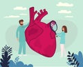 Healthy heart landing page website illustration vector flat design