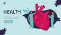 Healthy heart landing page website illustration vector flat design landing page.