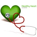 Healthy heart with stethoscope