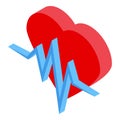 Healthy heartrate icon, isometric style Royalty Free Stock Photo