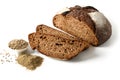 Healthy Hemp bread, hempseeds on white. Royalty Free Stock Photo