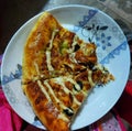 chicken pizza,kabab staffer pizza,crazy cheese tasty fast food,pizza piece in plate