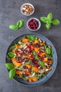 Healthy home made couscous salad with sweet potato, beetroot and feta cheese Royalty Free Stock Photo